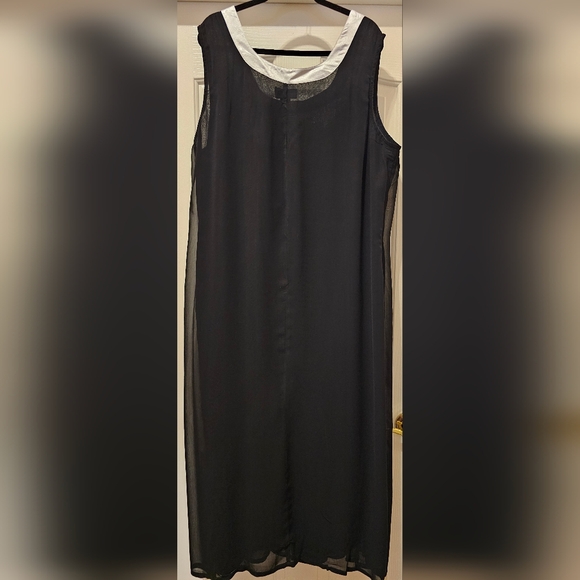 NWOT Ashro Black/Cream/Gold Nubian Dress w/Sheer Over Coat and Scarf - Picture 3 of 7